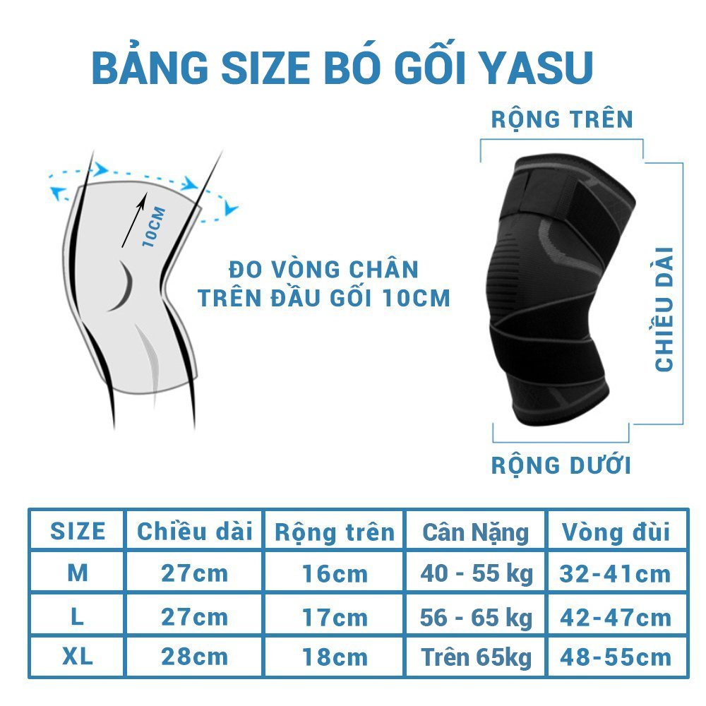 Băng đầu gối Yasu có dây quấn trợ lực dày dặn co giãn 4 chiều YSC06