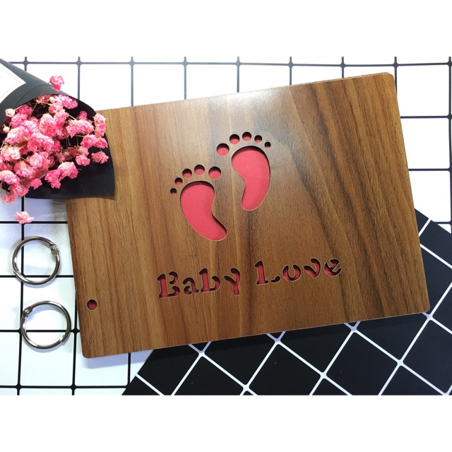 Album ảnh bìa gỗ kích thước 16x22cm + tặng 2 miếng dán giữ ảnh