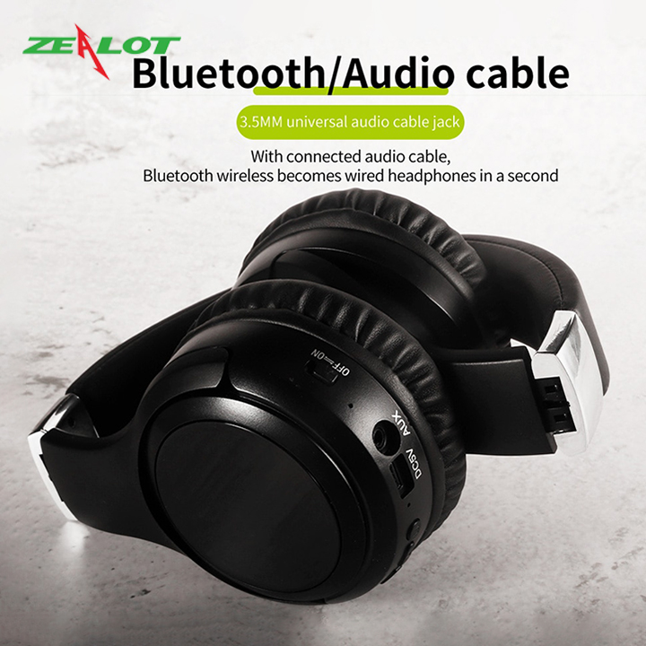 Tai nghe bluetooth chụp tai Zealot hàng chính hãng kết nối ổn định, âm bass siêu trầm đeo lâu không gây đau tai