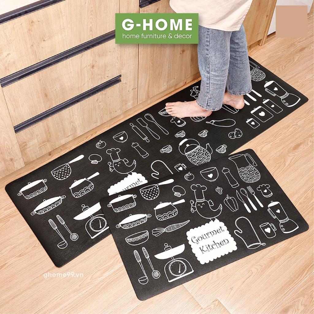 Thảm lau chân nhà bếp cao cấp Ghome, thảm bếp da 3D, không thấm nước, dầu mỡ đế cao su chống trơn trượt TB22M1