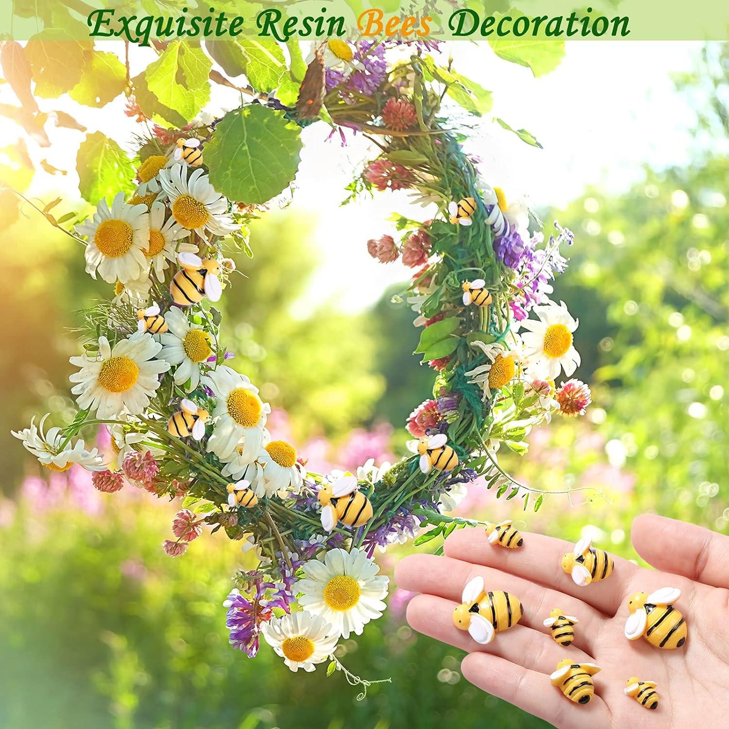 40 miếng Bee Nhựa nhỏ, Nhựa Vườn Nhỏ Trang trí Hornet Trang trí Bee Trang trí nhà trang trí （1.9*1.9cm）