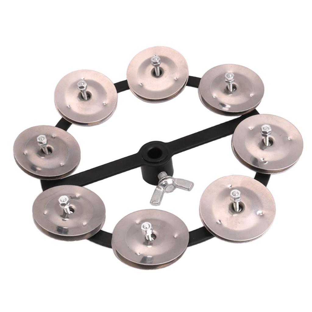 Professional Hi Hat Tambourine with Single Row Steel Jingles Percussion Instrument