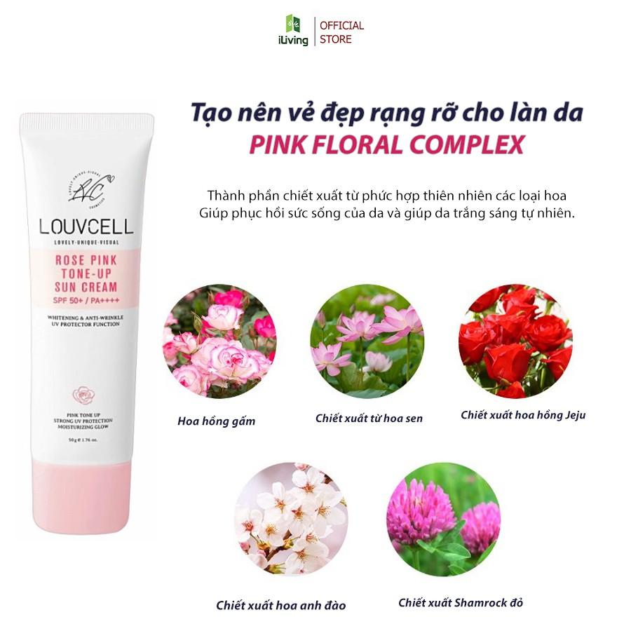 Kem chống nắng nâng tone da Rose Pink Tone Up Sun Cream Louv Cell 50ml LOUKCNNTD50