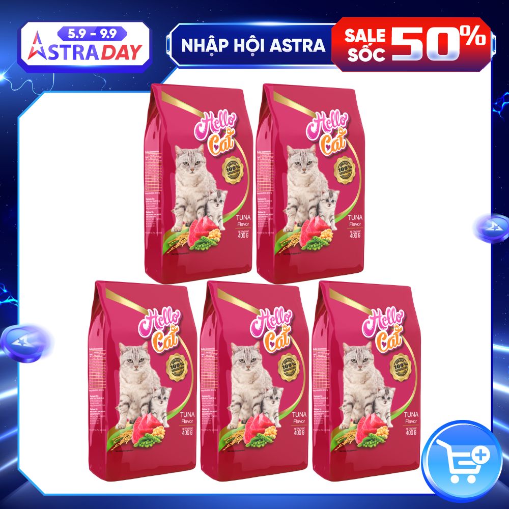 ( Combo 5 Gói ) Thức Ăn Cho Mèo Vị Cá Ngừ - Hello Cat Tuna 400G