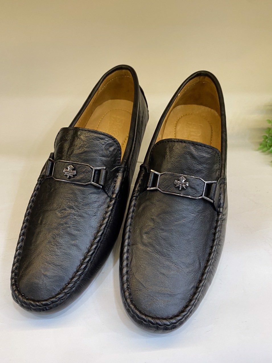 Giày Mọi Nam size 44-45-46-47 Da Bò Thật Giày Lười Bigsize Màu Đen -MB09 Giày SAGO’S BH 12 Tháng Tặng kèm vớ.