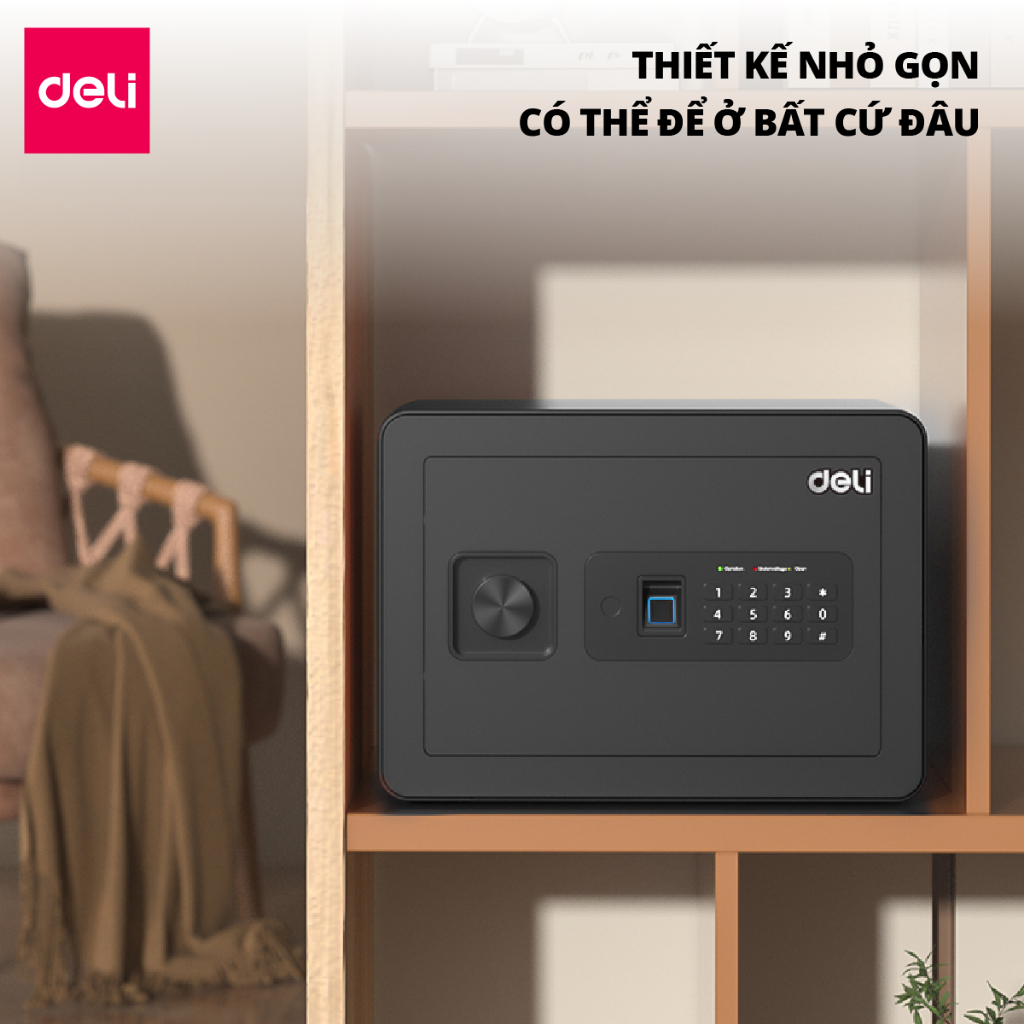 Két Sắt Vân Tay DELI, Két Sắt Điện Tử Thông Minh Chống Cưa Cắt Chống Cháy An Toàn Bảo Vệ Tài Sản