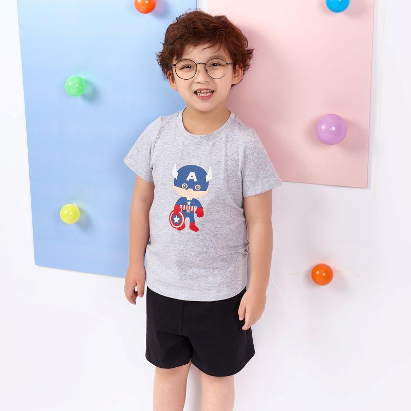 &lt;11-33kg-Size 2-8 tuổi&gt; Đồ bộ ngắn tay quần áo thun cotton mặc nhà mùa hè cho bé trai Unifriend