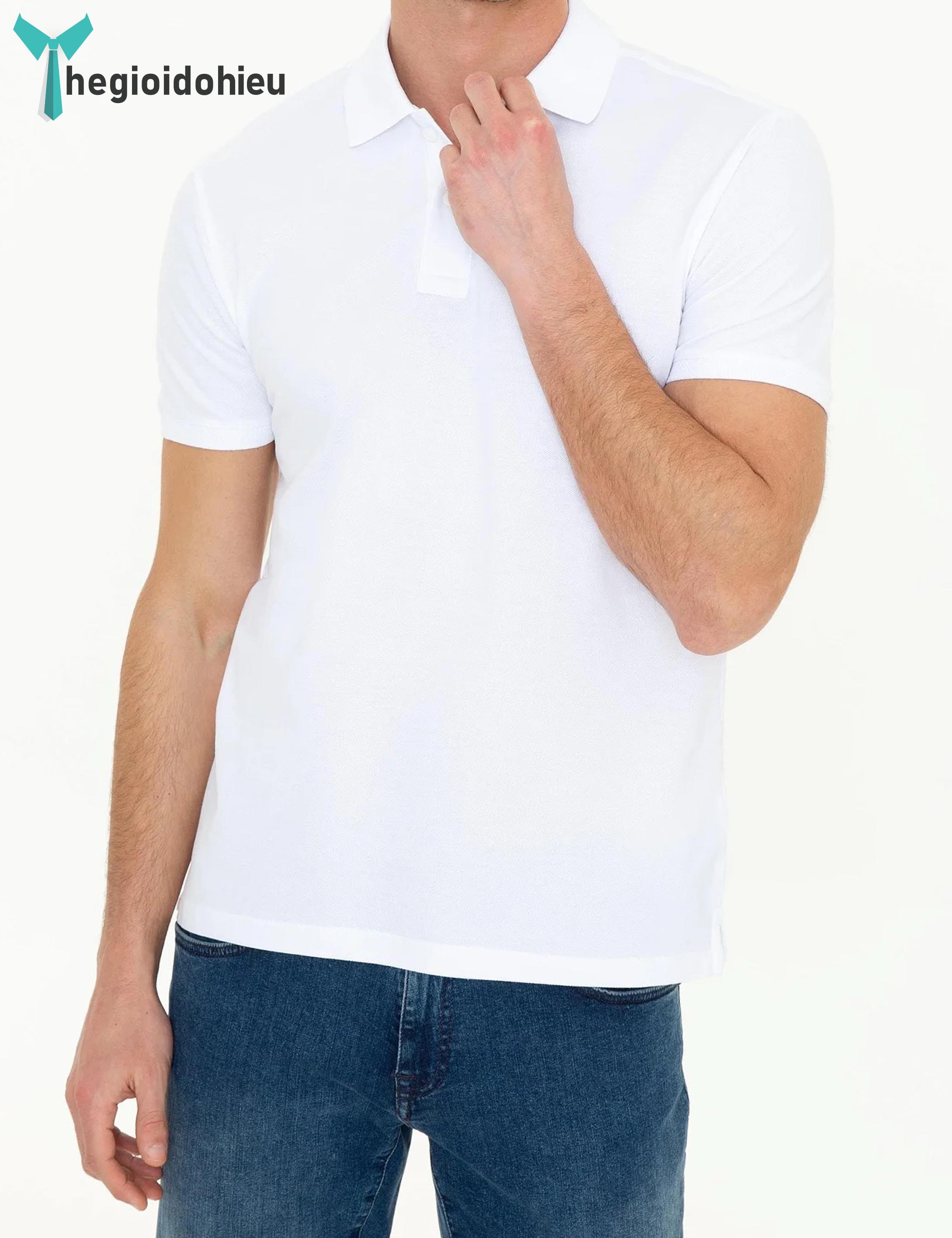 Áo thun nam PierreCardin PCPolo176 (Trắng trơn) - Hàng nhập khẩu - Không túi - Trắng trơn
