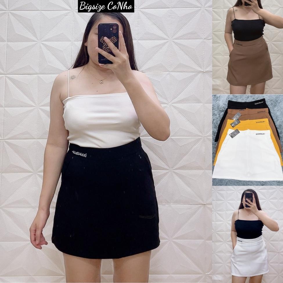 Chân váy bigsize nữ thêu chữ kiểu dáng, Váy nữ bigsize khóa kéo cho nàng Chuppy 60-85kg CVT - Màu vàng