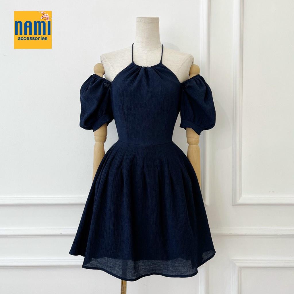 Đầm yếm xoè cột nơ cổ form mini xinh xắn tay rớt gợi cảm NANAMI - ATNU046