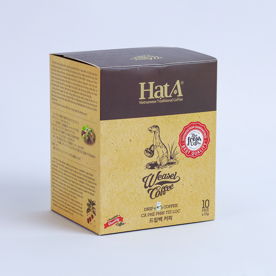 Cà Phê Chồn Túi Lọc Cao Cấp Hạt A Cafe Weaseal Legend Coffee Drip Nguyên Chất 100%, Phin Giấy Tiện Lợi, Tiết Kiệm Thời Gian - 130g/ 10 Gói