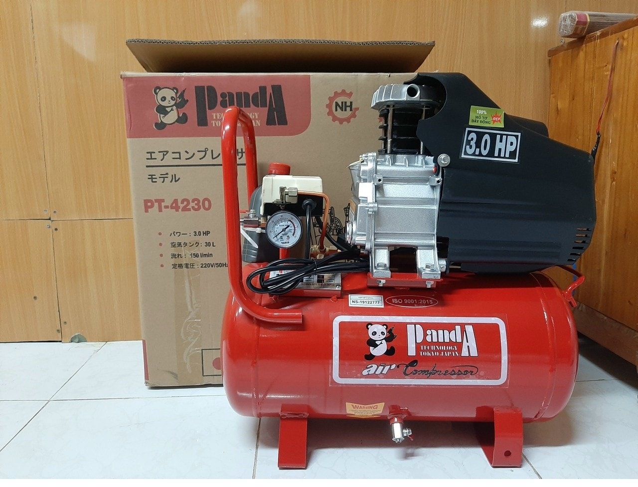 MÁY NÉN KHÍ 30l 3HP LIỀN TRỤC CÓ DẦU PANDA PT-4230- HÀNG CHÍNH HÃNG