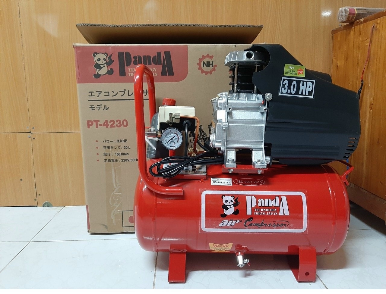 MÁY NÉN KHÍ 30l  3HP LIỀN TRỤC CÓ DẦU PANDA PT-4230- HÀNG CHÍNH HÃNG