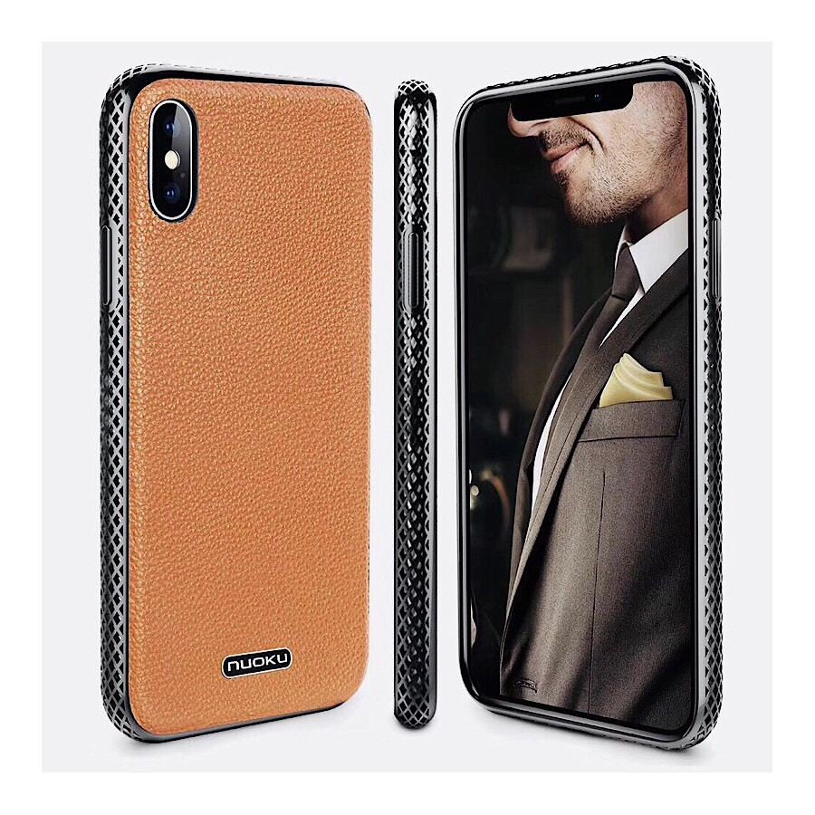Ốp lưng cho iPhone Xs Max hiệu NUOKU Jazz Leather Bumper - Hàng Nhập Khẩu