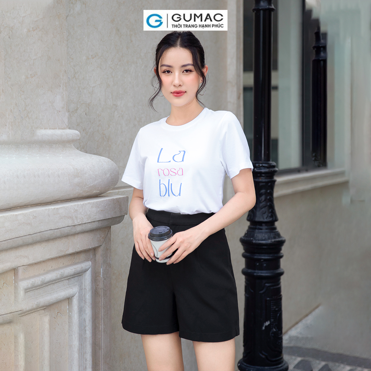Áo thun nữ tay ngắn in chữ dày dặn trẻ trung thoải mái GUMAC ATD09034