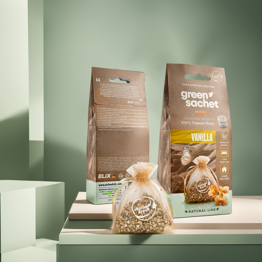 Túi thơm để taplo ô tô Elix Green Sachet - Hương Vanilla (Dịu nhẹ - Ngọt ngào)