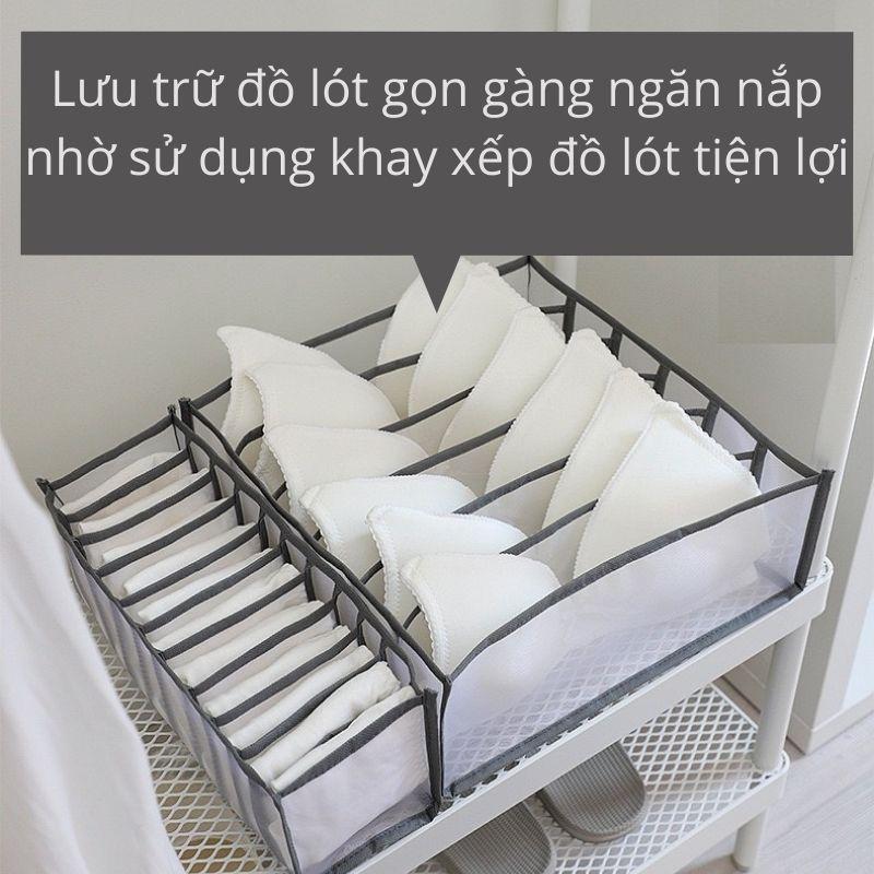 Túi vải đựng quần áo chia ngăn, hộp đựng đồ lót tất vớ gấp gọn tiện dụng tiết kiệm không gian