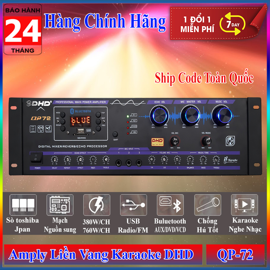 Amply Liền Vang Karaoke DHD QP-72 - Hàng Chính Hãng