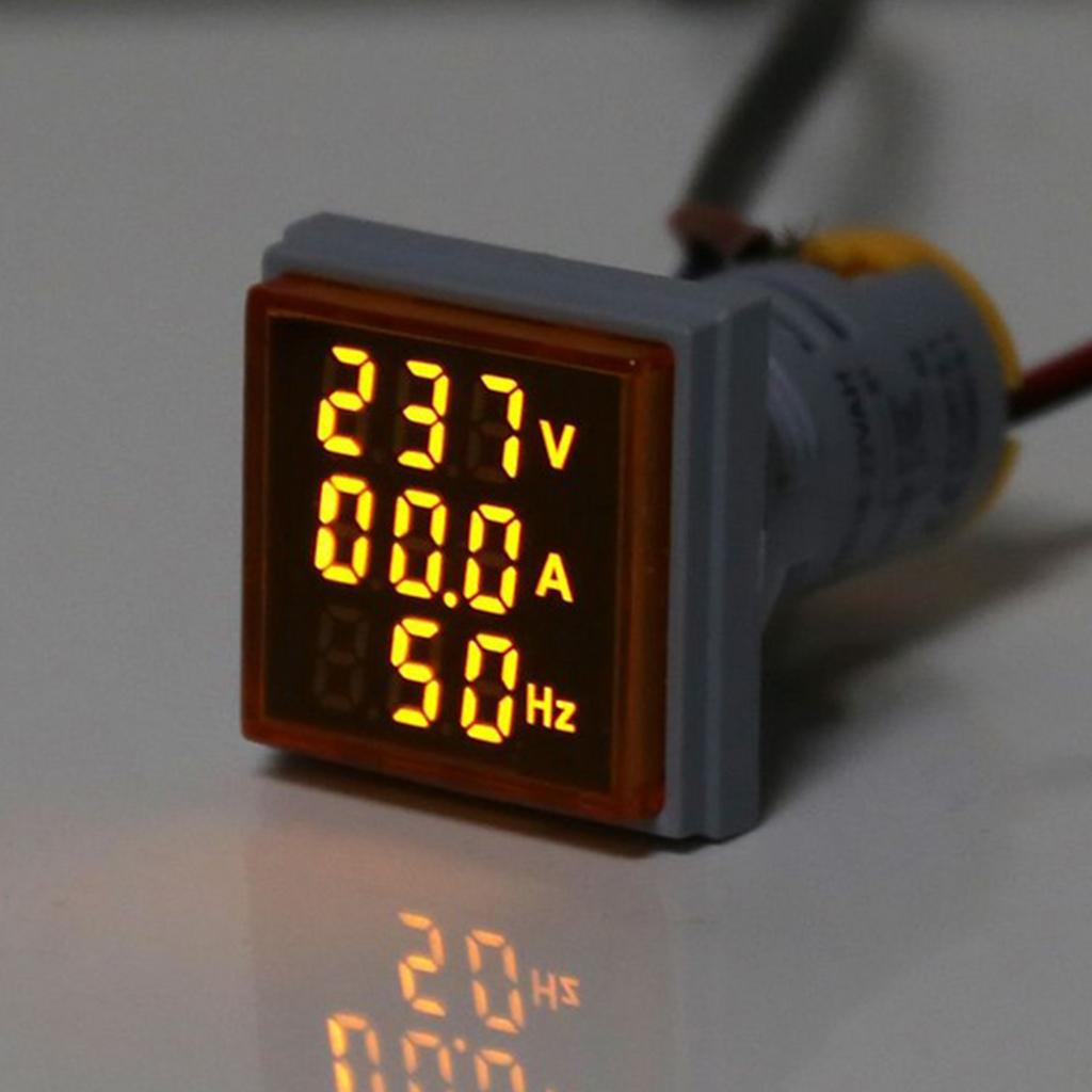 2x LED 3 in 1 Multifunction 60-500V 100A 20-75Hz Voltmeter Amp HZ Gauge