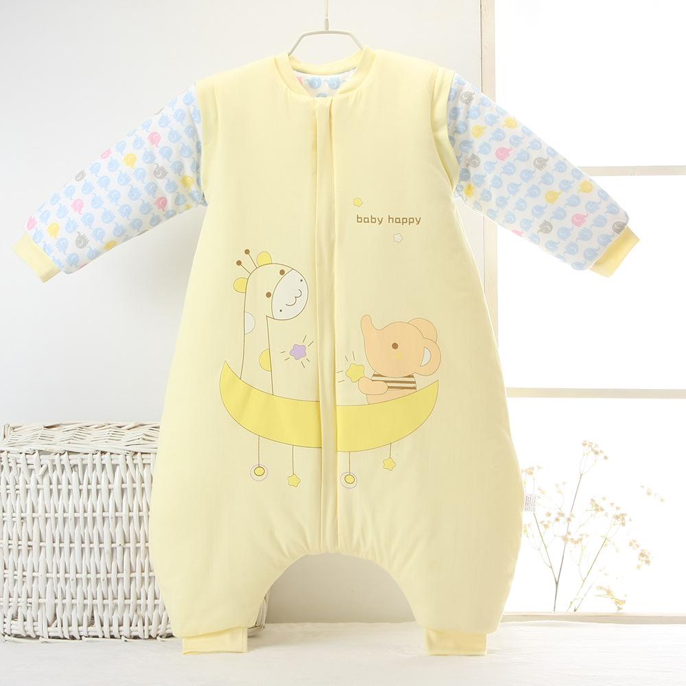 Trẻ Sơ Sinh Chia Chân Túi Ngủ Kid Mùa Thu Đông Cotton Dày Dặn In Hình Có Thể Tháo Rời Tay Trẻ Em Túi Ngủ Chống Đá mền Chần Gòn