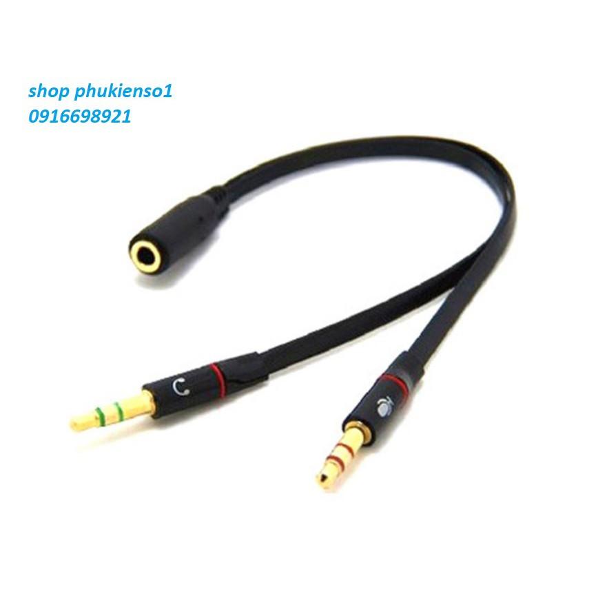 Jack dây chuyển 2 đầu 3.5 audio và Micro ra 1 đầu 3.5 cho PC laptop