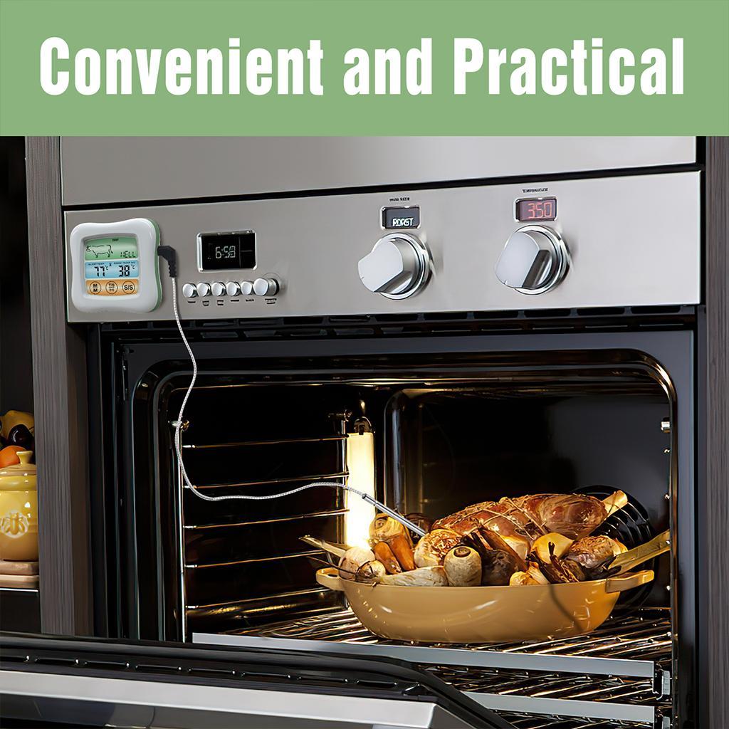 Digital Meat Thermometer Instant Read Timer Function Stainless Steel Probe