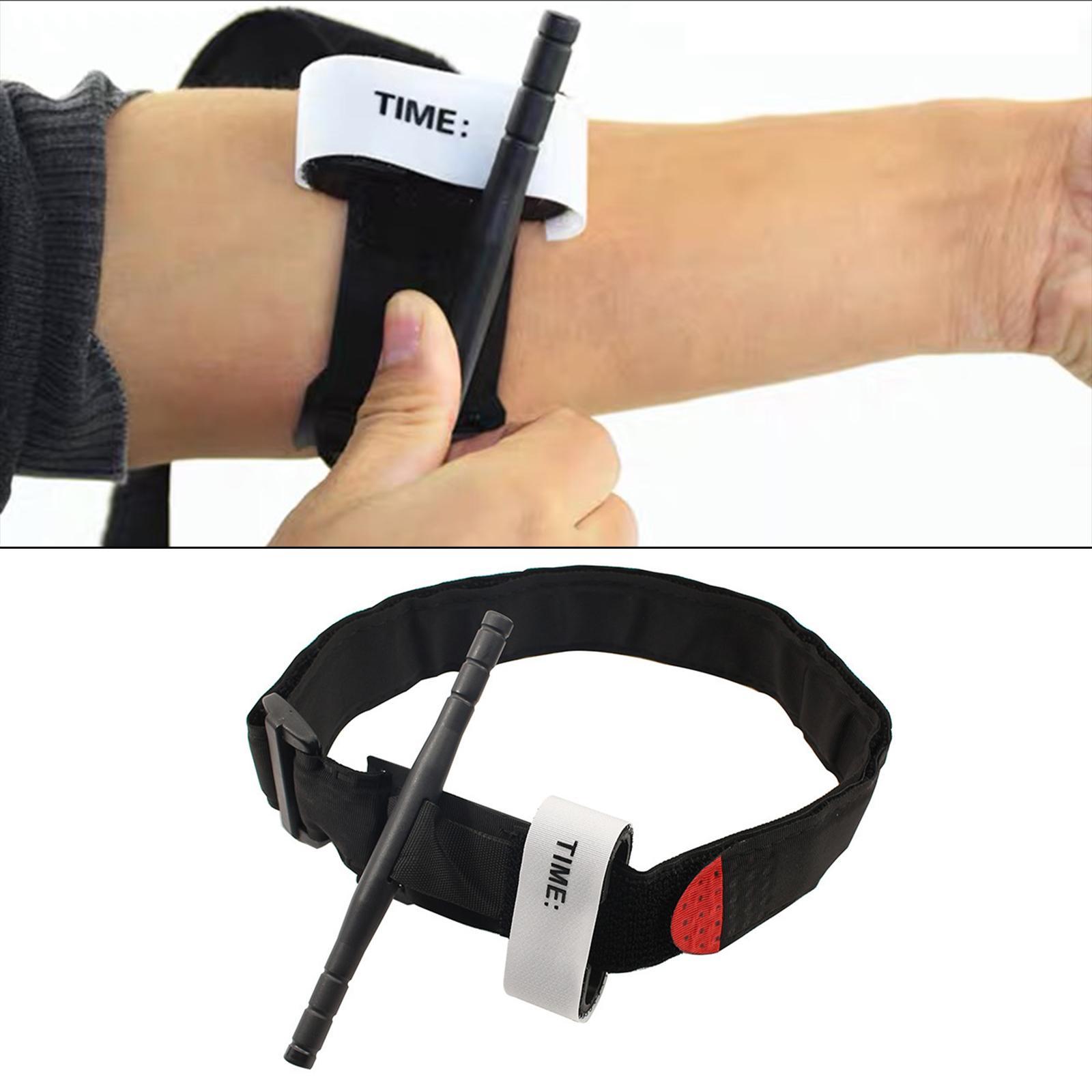 Emergency Tourniquet Outdoor Equipment Single Handed Operation First Aid Kit for Fishing Camping Time Stamp Hemostatic Bandage Black