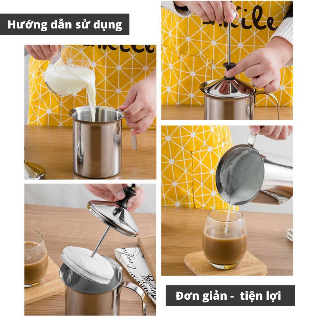 Ca đánh sữa lạnh Inox 304 Có Nắp cao cấp dung tích 400-800ml pha cappuccino đổ hình Art Latte cà phê Espresso tạo bọt