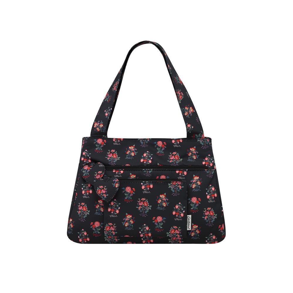 Cath Kidston - Túi đeo vai/Recycled Rose Medium Shoulder Bag - Kingdom Posey Small - Black -1041538