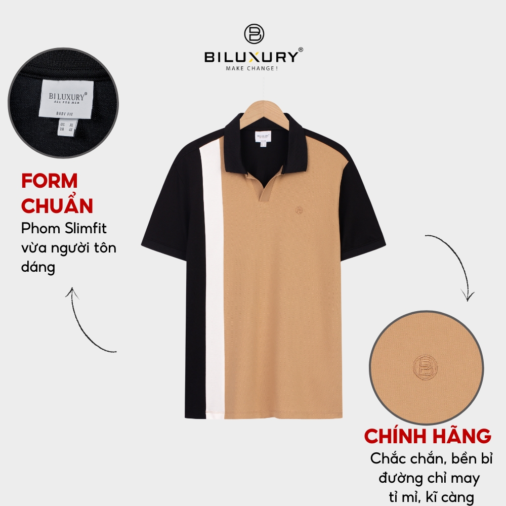 Áo Polo Nam Biluxury Black Beige Design 7APCT024DEN