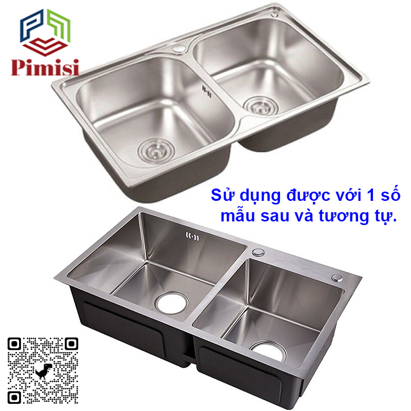 ﻿Xi Phông Chậu Rửa Chén Bát 2 Hốc Phi 110 Pimisi Cao Cấp Đầu Bầu Inox 304 - Dùng Để Xả Thải Nước Chậu Rửa Bát Đôi Dập Đúc Loại Ống Thải Nước To Bằng Nhựa Chun Uốn, Bầu Chống Mùi Hôi Và Giảm Dầu Mỡ Xuống Ống Dẫn - Có Đầu Thoát Tràn | Hàng Chính Hãng