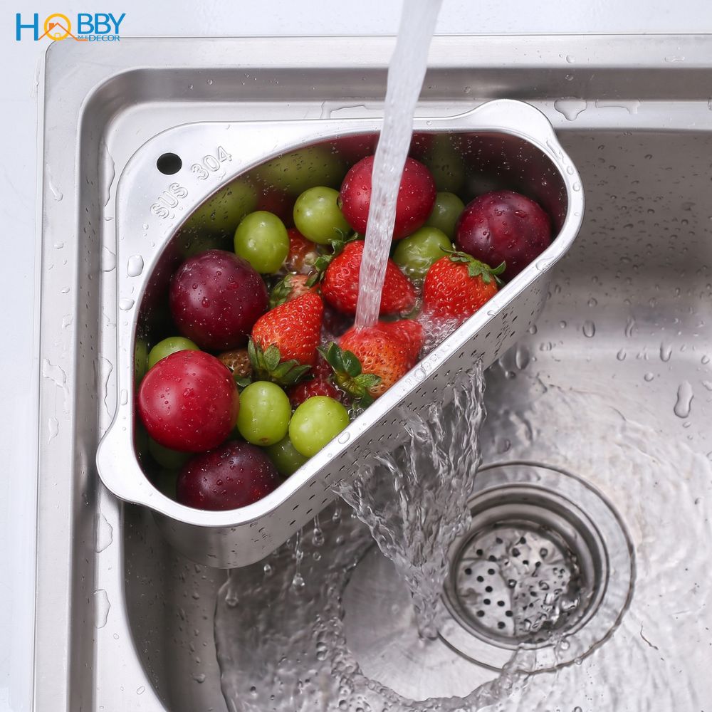 Rổ treo góc chậu rửa chén đa năng tiện dụng Inox 304 Hobby Home Decor KGC1