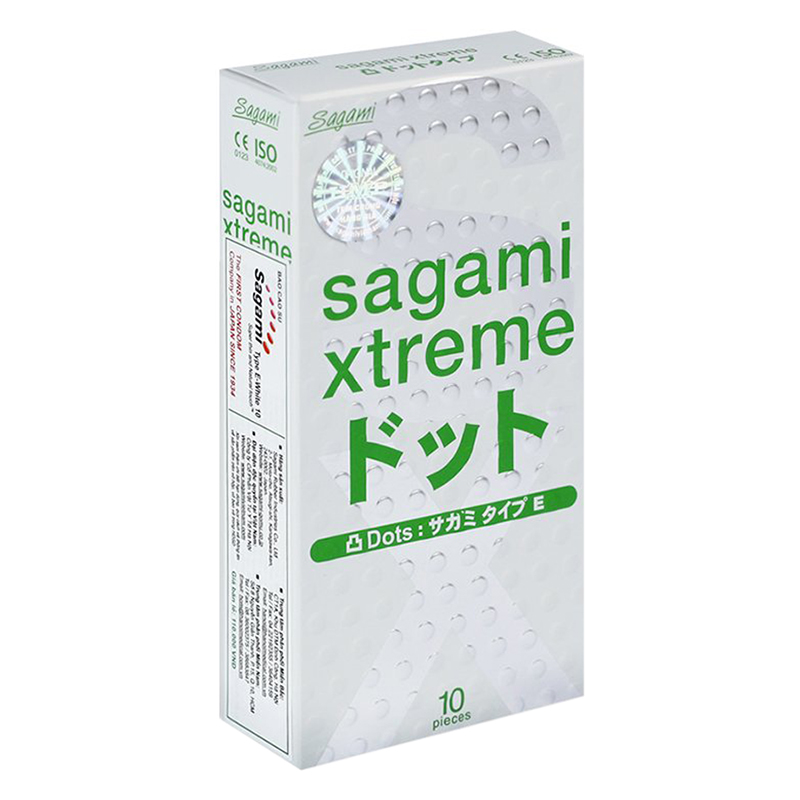 Bộ Bao Cao Su Có Gân Và Gai Siêu Mỏng Sagami Extreme White (10 Bao) Và Gel Bôi Trơn Cao Cấp Sagami (60g)