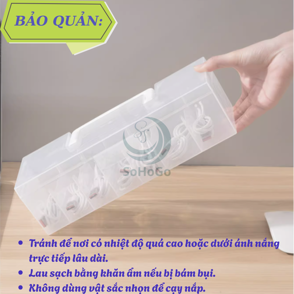 Hộp đựng đồ đa năng chia ngăn thông minh 7 ngăn -Hộp nhựa đựng cáp sạc, phụ kiện, văn phòng phẩm-Hàng nhập khẩu