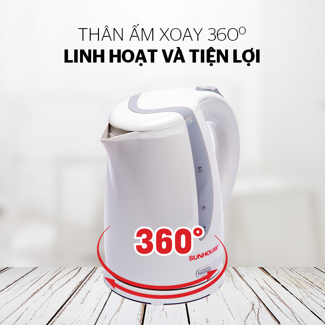 Ấm siêu tốc nhựa Sunhouse SHD1300 - Hàng Chính Hãng