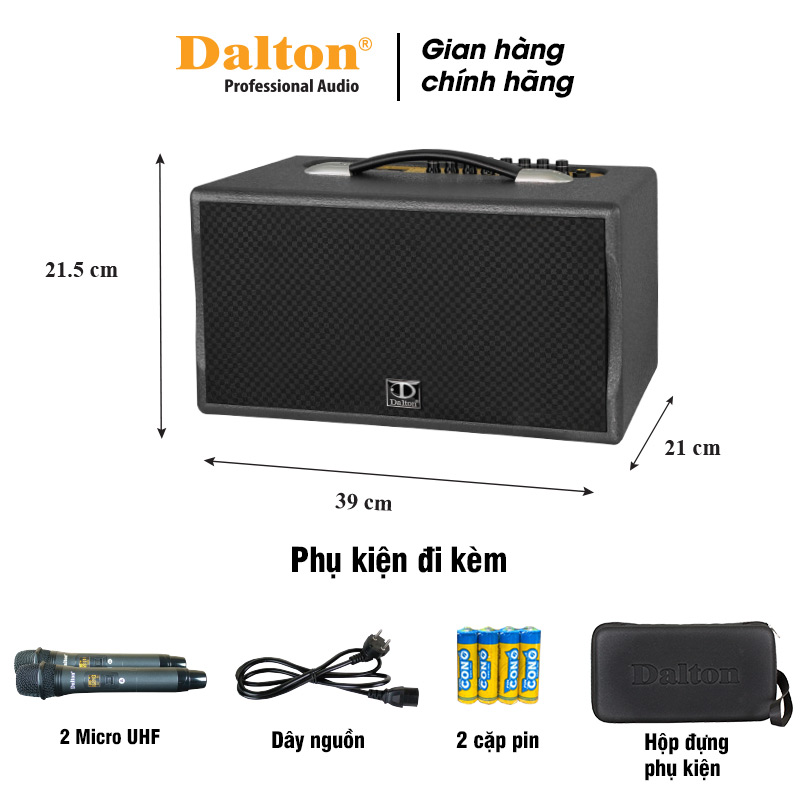 Loa karaoke di động Dalton PS-K6A công suất 200W, PIN 5 giờ, kích thước nhỏ gọn, tiện lợi [HÀNG CHÍNH HÃNG]-Bảo hành 1 năm