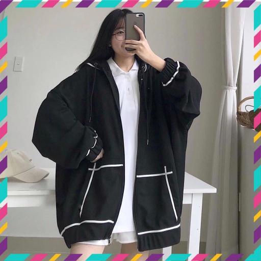 Áo Khoác Hoodie Nữ Khóa Kéo Tay Bồng Nỉ Có Mũ A82.G044