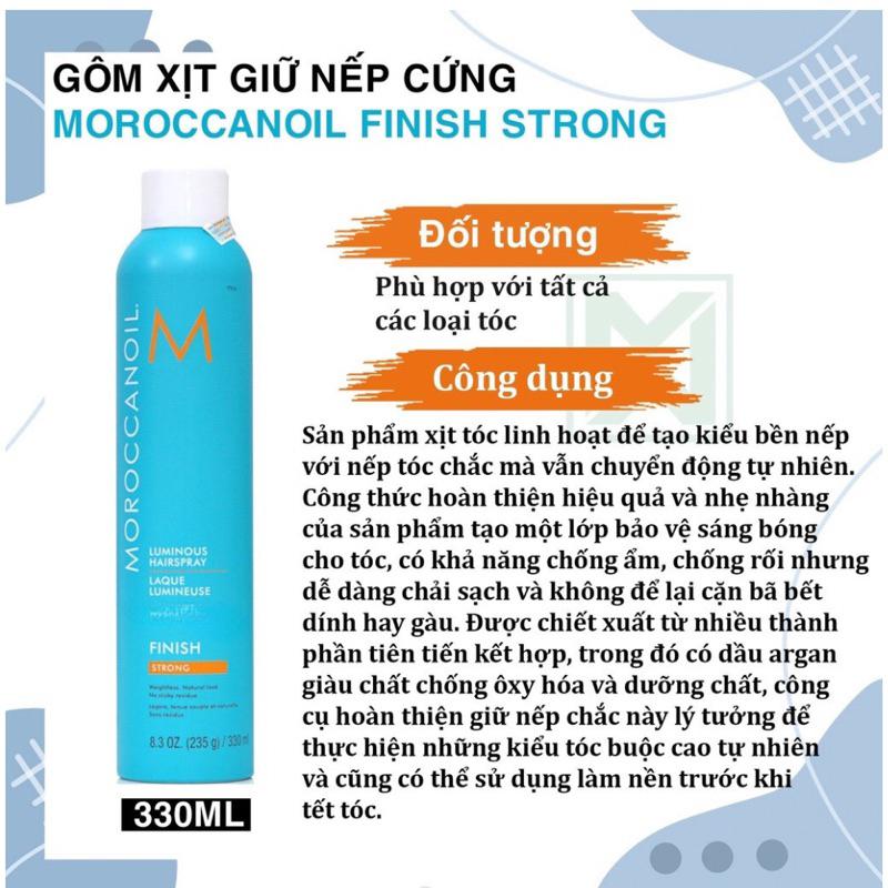 Gôm xịt giữ nếp linh hoạt Moroccanoil Finish Strong 330ML/480ML + Kèm gội xã gói Karseell Mini 15ml*2