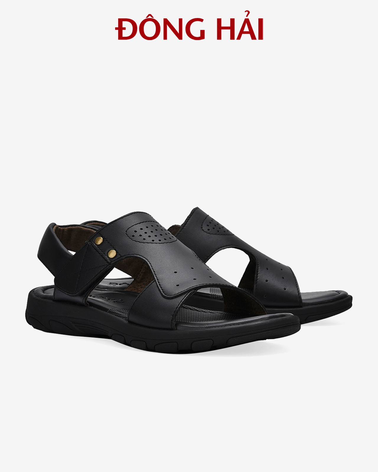 Sandal nam Đông Hải chất liệu da bò cao cấp quai ngang thiết kế dán tiện lợi đế cao 3cm mạnh mẽ nam tính - S3211