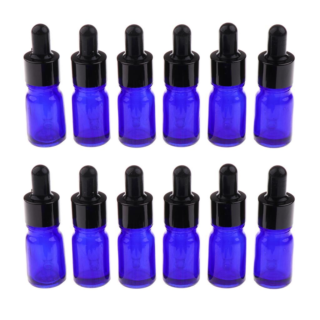 12 Pieces Empty Essential Oil Bottle Glass Liquid Dropper 5ML