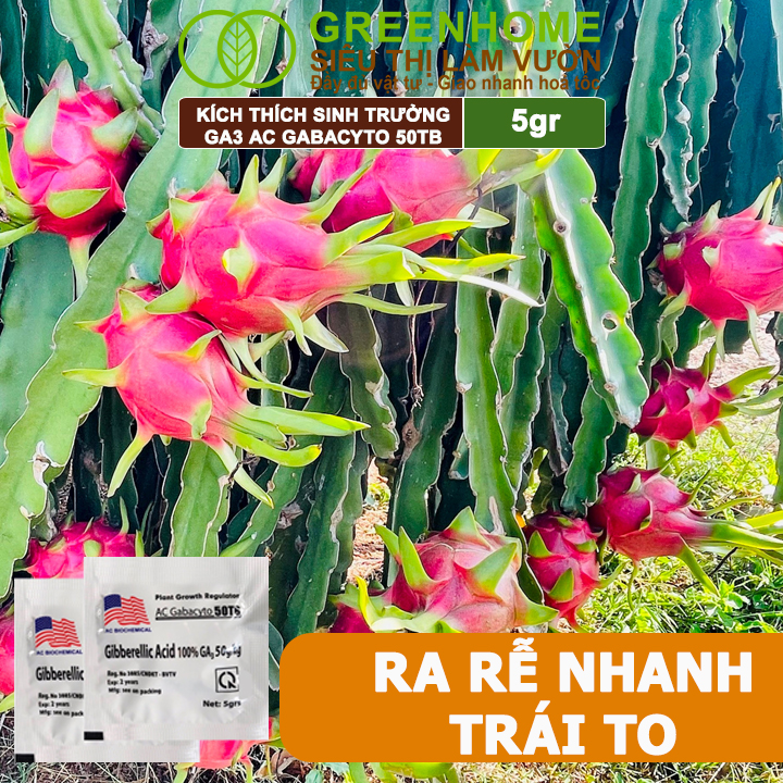 Phân Bón Lá GA3 Greenhome, 40TB, Viên 5gr, Dạng Sủi Tiết Kiệm, Thúc Đẩy Ra Đọt, Bông Lớn, Trái To