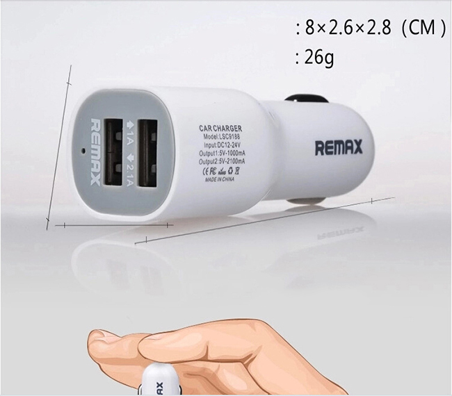 Tẩu Sạc Xe Hơi Remax 2 Cổng Usb - Hàng Nhập Khẩu