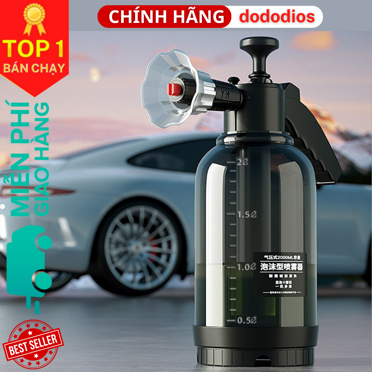 Bình xịt tạo bọt tuyết rửa xe dododios 2L xịt mạnh bọt dầy - Hàng chính hãng dododios