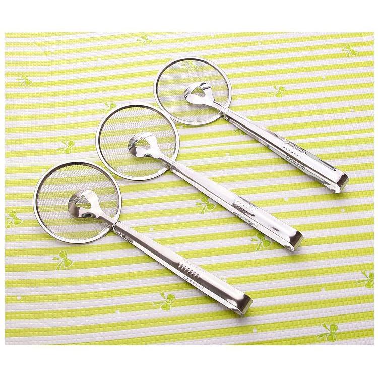 Kẹp Vợt Gắp Thực Phẩm Chiên Rán Thép Không Gỉ, Vớt Cặn Dầu Chiên Có Lưới