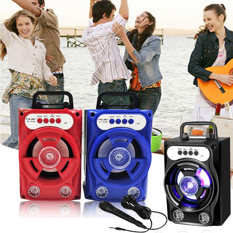 Loa Karaoke Bluetooth Không Dây Ngoài Trời Chất Lượng Cao, Thẻ USB Di Động Ngoài Trời Di Động Vuông Vũ Âm Thanh Loa Color: Black