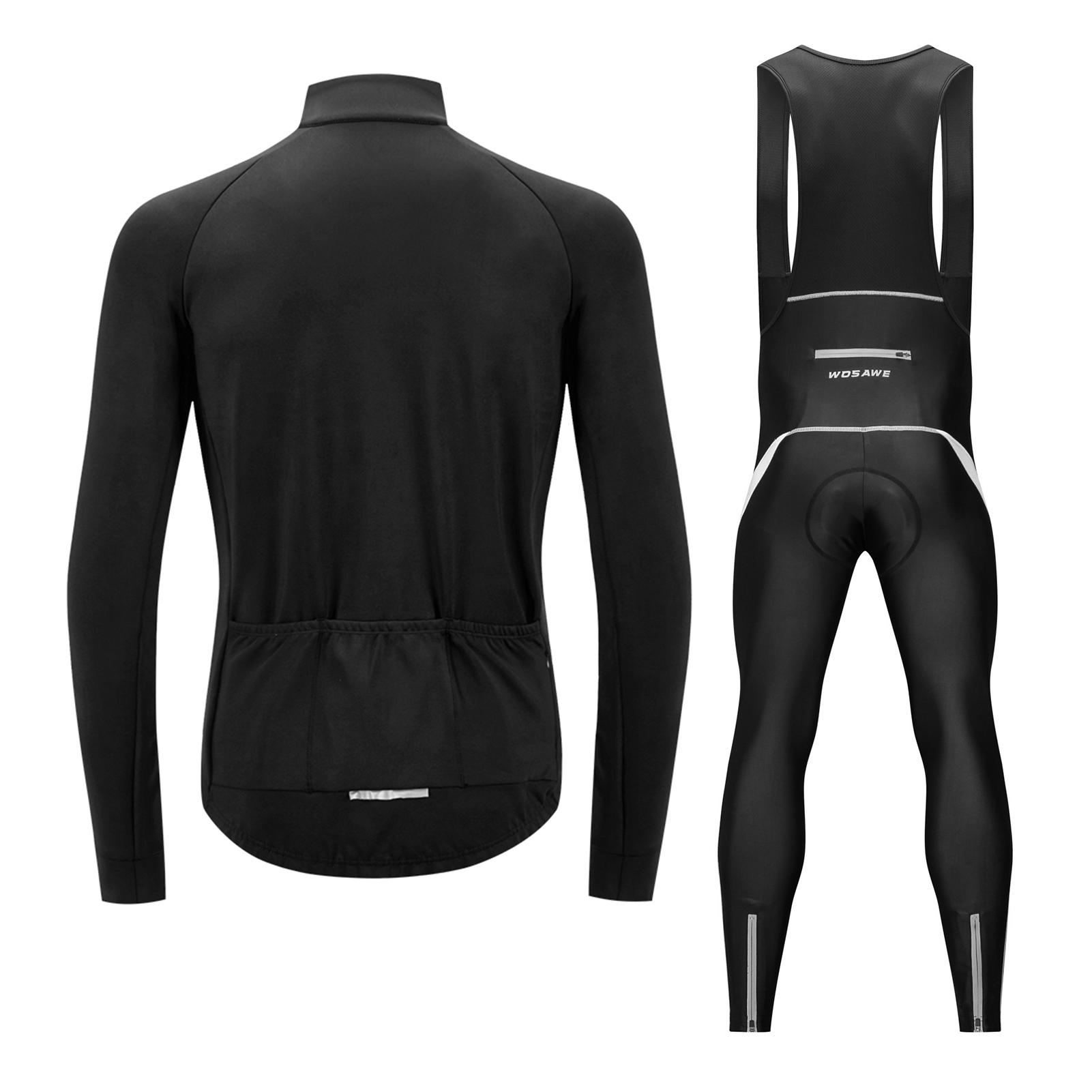 Bộ quần áo đi xe đạp Quần áo dài tay áo nhiệt lông cừu Áo khoác xe đạp mùa đông và quần yếm 3D có đệm