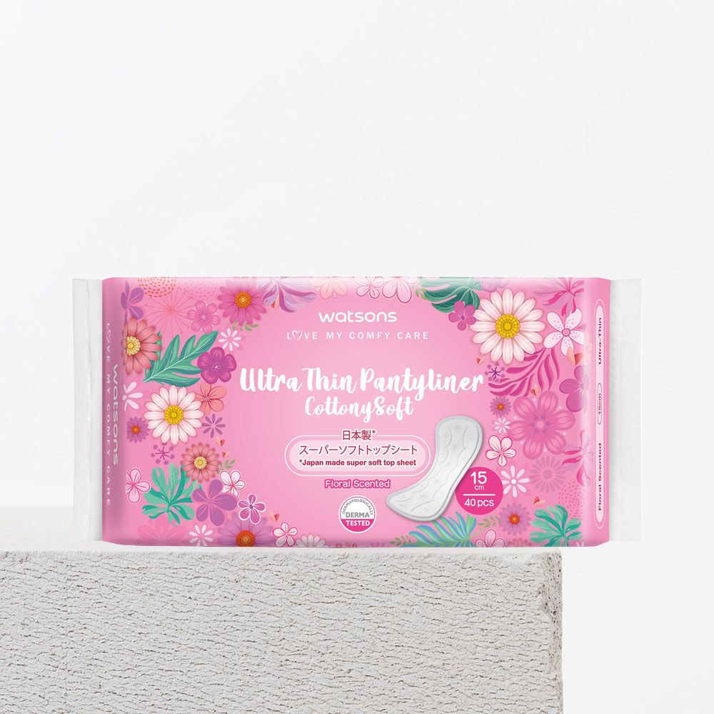 Băng Vệ Sinh Hằng Ngày Watsons Ultra Thin Pantyliner Floral Cottony Soft Hương Hoa 15cm 40 Miếng