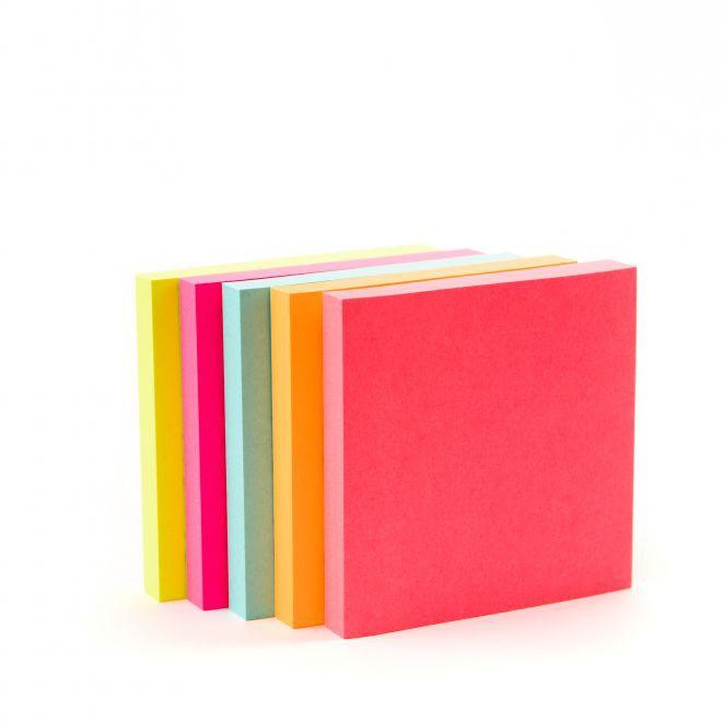 Combo 4 xấp Giấy ghi chú Post - it 3M 76x76mm màu Neon tươi sáng