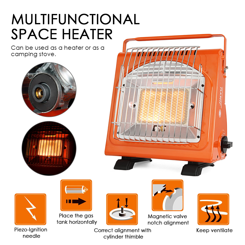 Máy sưởi không gian di động 1.7KW bằng sắt có thể điều chỉnh để cắm trại ngoài trời