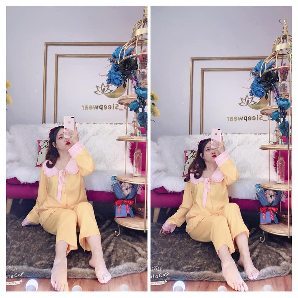 Bộ lụa hàn bèo tiểu thư - 47 đến 65kg - quần dài có túi - ẢNH THẬT